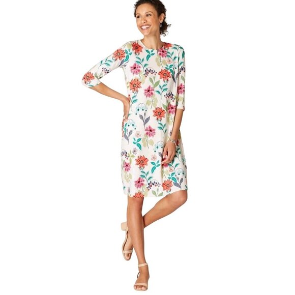 Floral Print J Jill Wearever Collection Womens Dress Size 1X Casual Comfortable - Picture 1 of 11